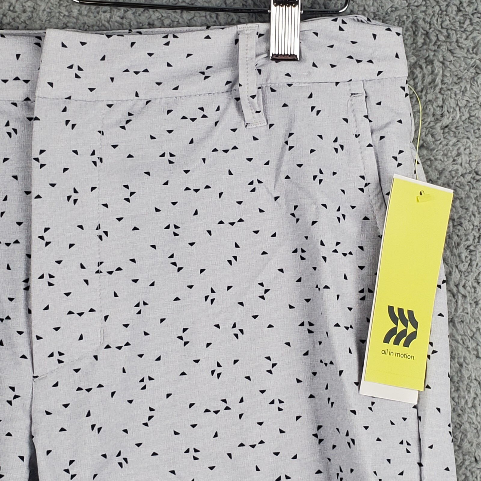 All In Motion Men’s Shorts 30-40 Gray Black Triangle Print Athletic Golf Stretch