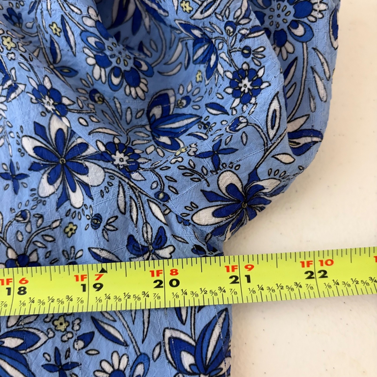 Loft Blouse Women’s Small Blue Floral Puff Sleeve Casual Lightweight Top