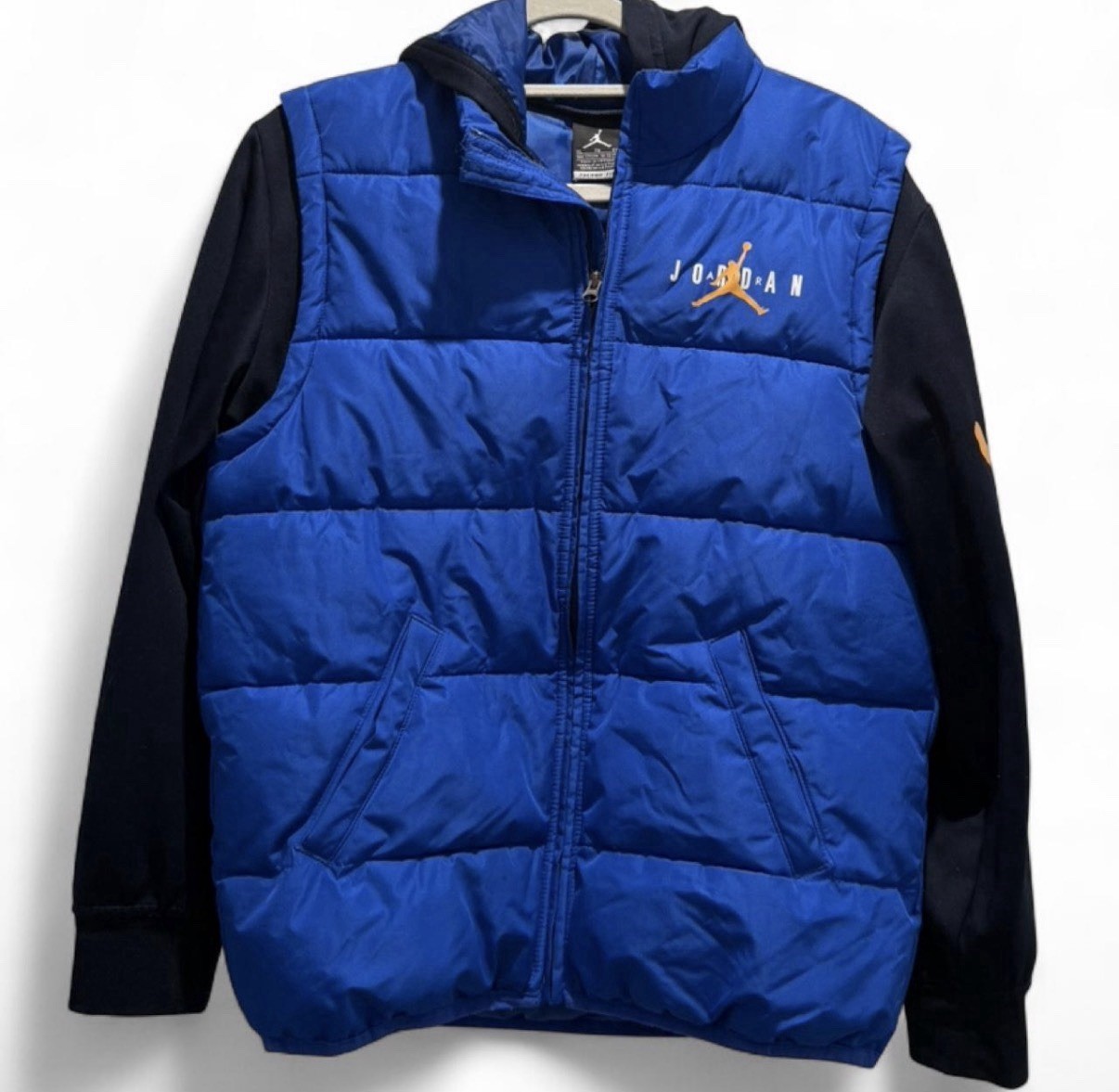 Jordan Therma-Fit Boys XL Hooded Puffer Jacket Blue/Black Full Zip