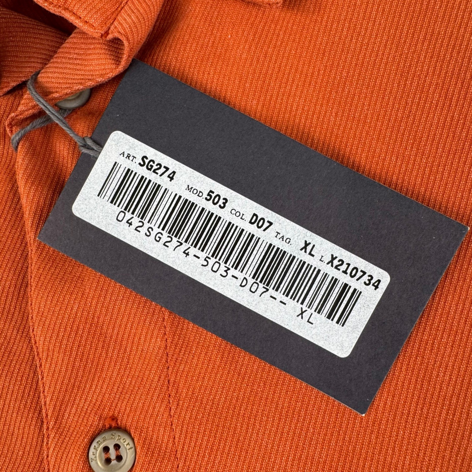 New With Tags Zegna Sport Button Down Shirt Mens XL Orange Long Sleeve Twill NWT