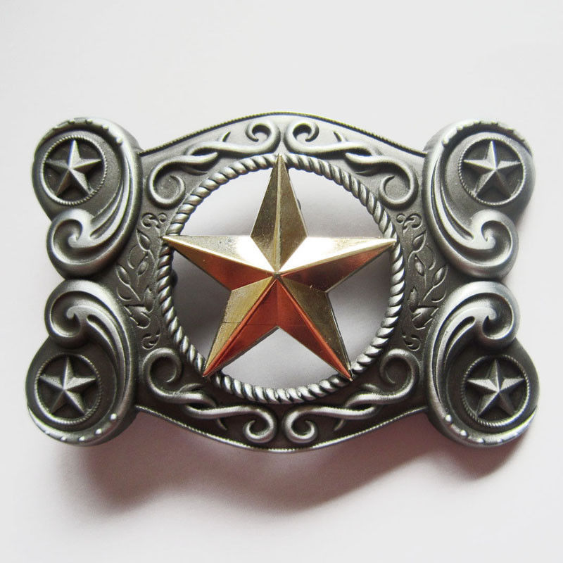 Gold Star Cowboy Western Metal Belt Buckle