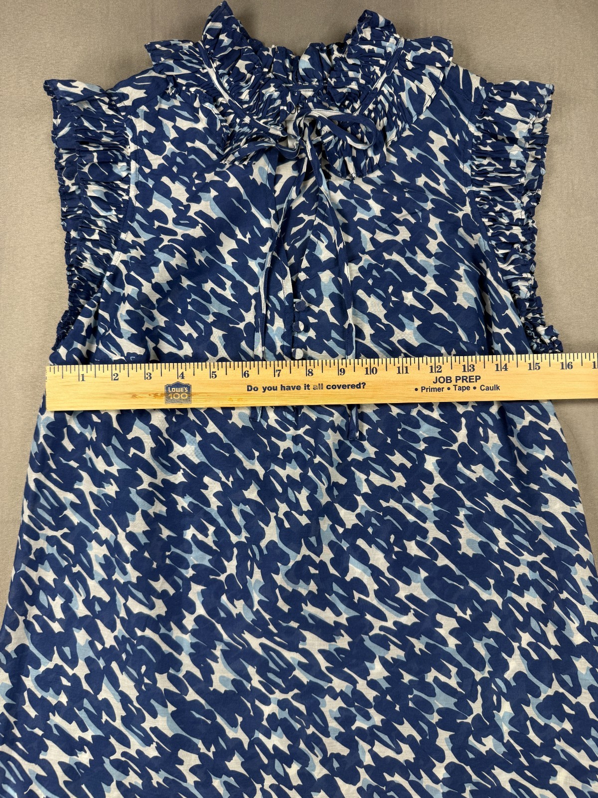 Ann Taylor LOFT Silk Blend Blue Ruffle Sleeveless Blouse Medium