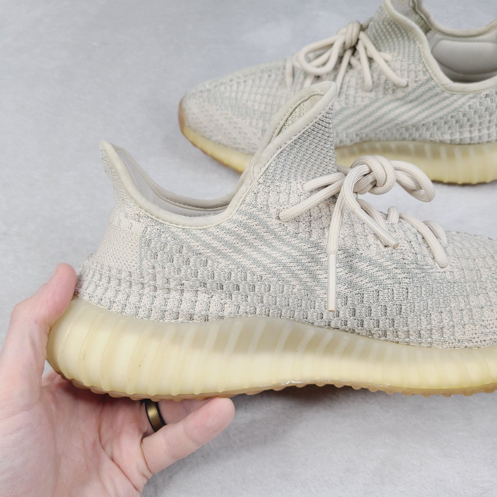 Adidas Yeezy YZY Boost 350 V2 Citrin Shoes Mens 9 Non Reflective Beige Knit
