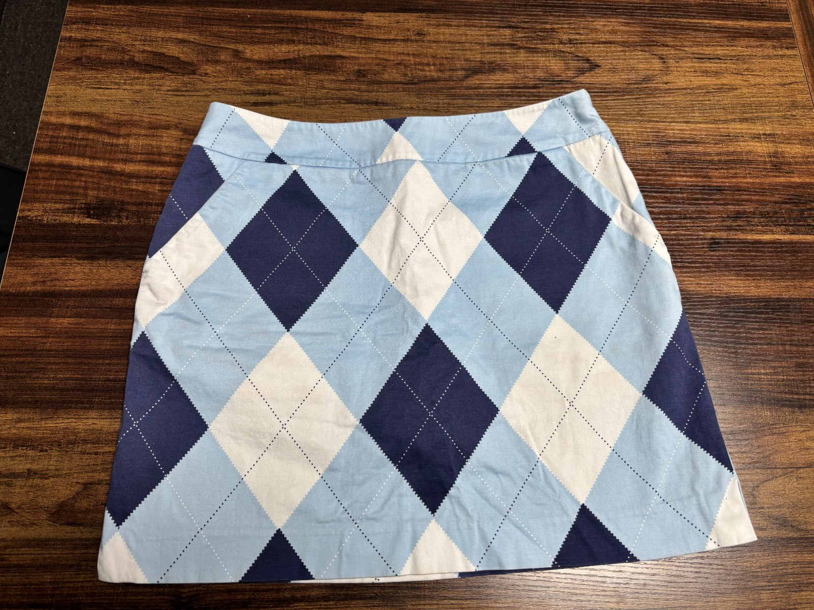 LoudMouth Golf Skort Skirt Womens Size 6 Blue White Argyle Active