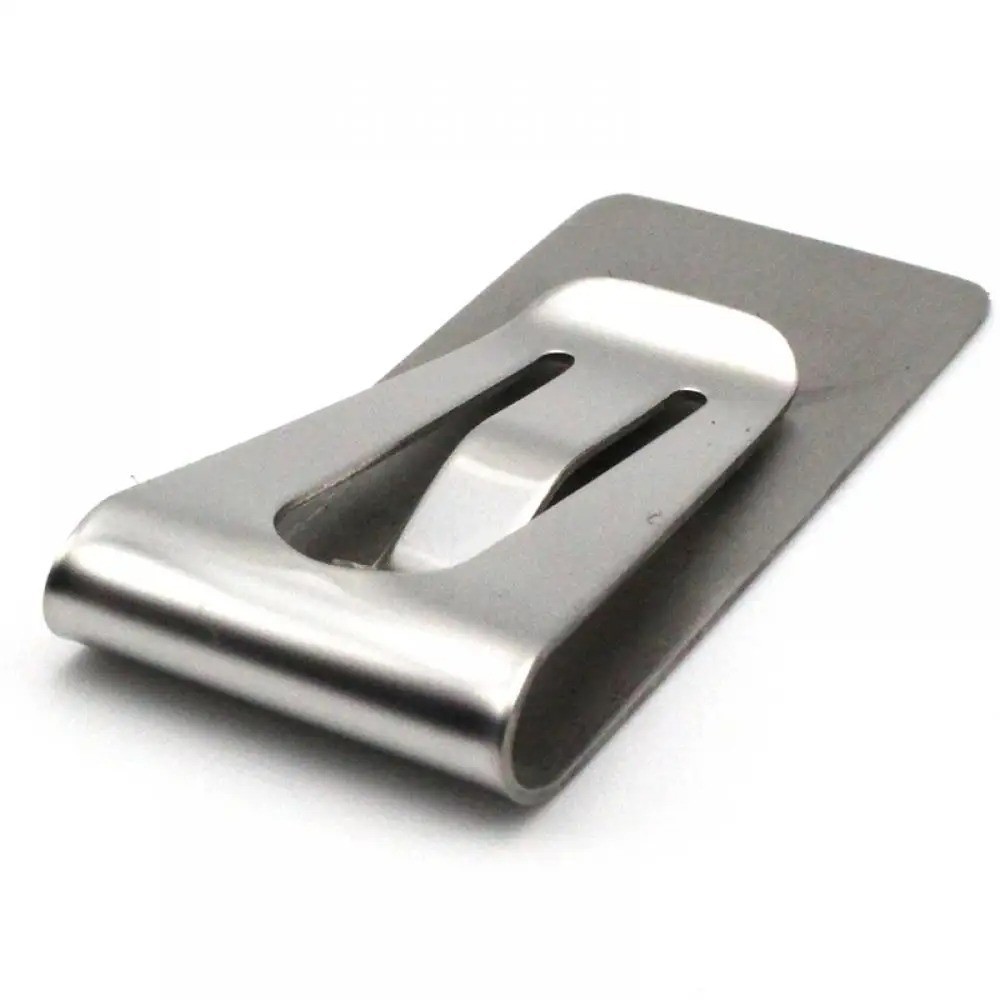 Black & Silver Stainless Steel Money Clip Metal Pocket Holder Wallet Credit Card