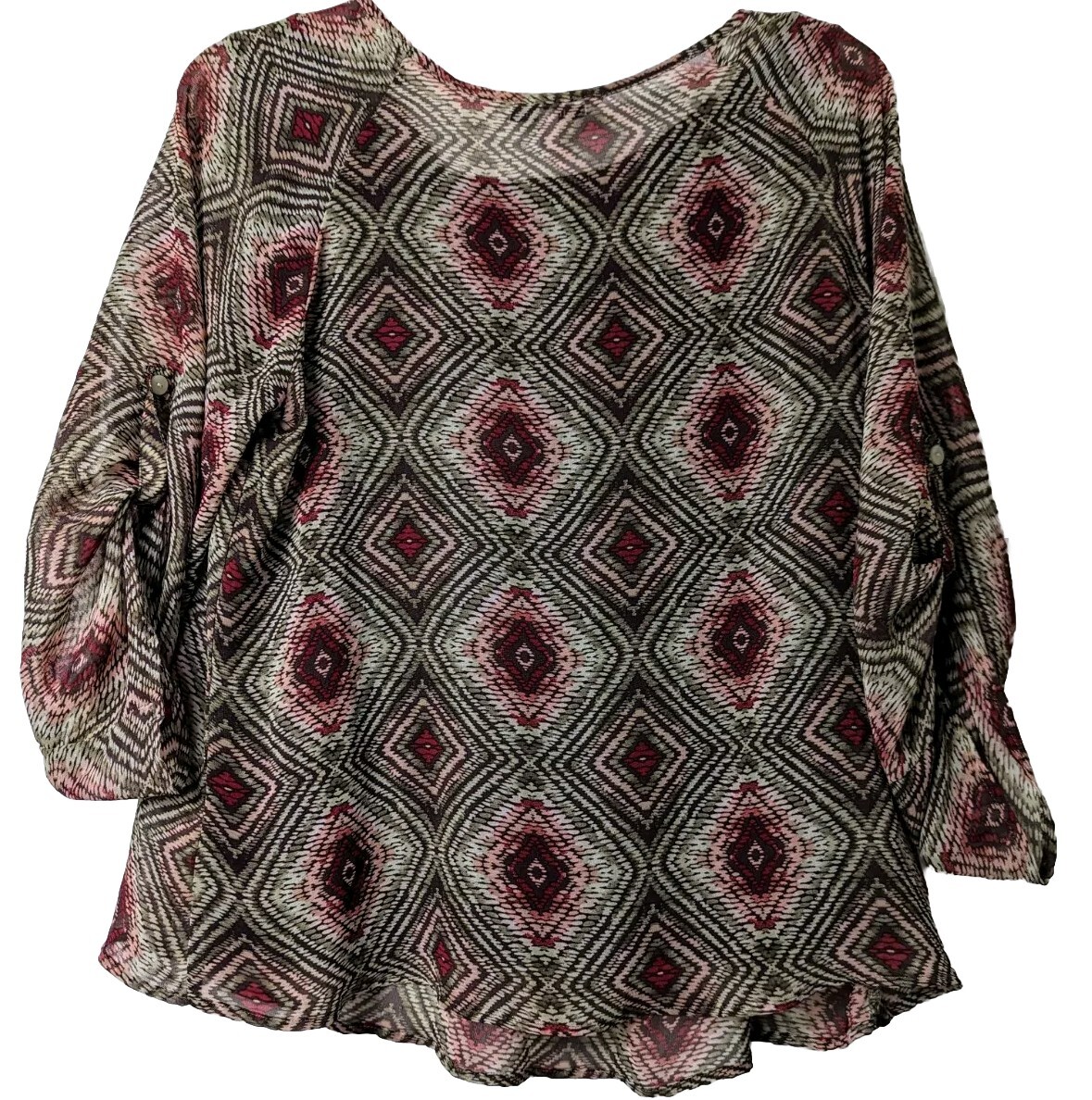 Croft and Barrow Blouse Womens Large Brown Light Weight With Brown Camisole B2
