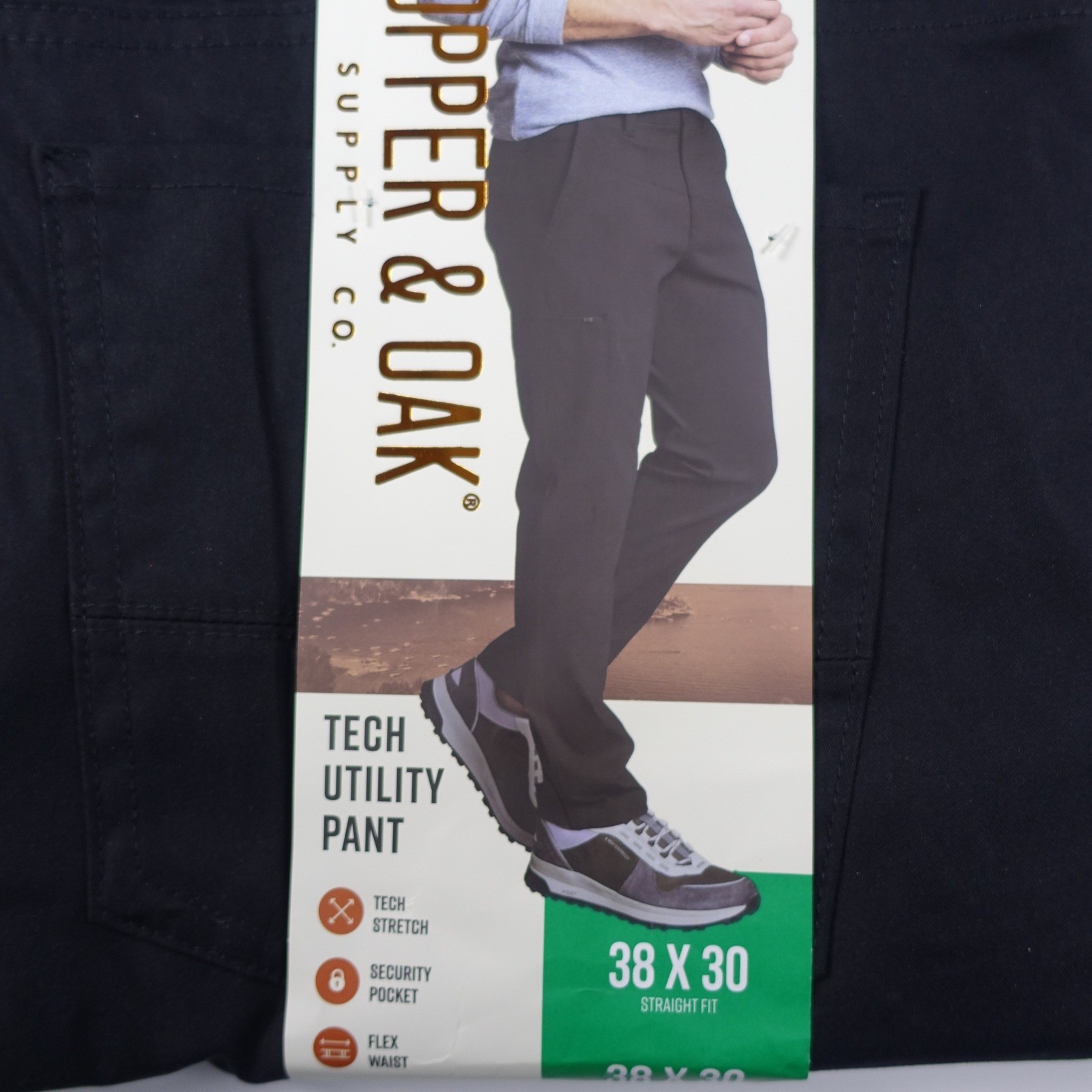 Copper and Oak Supply Co Utility Pants Men 38×30 Black Straight Fit Tech