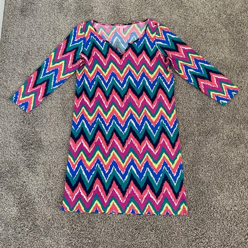 Lilly Pulitzer Gretchen Dress Hearts a Flutter Multicolor Chevron Print Women M