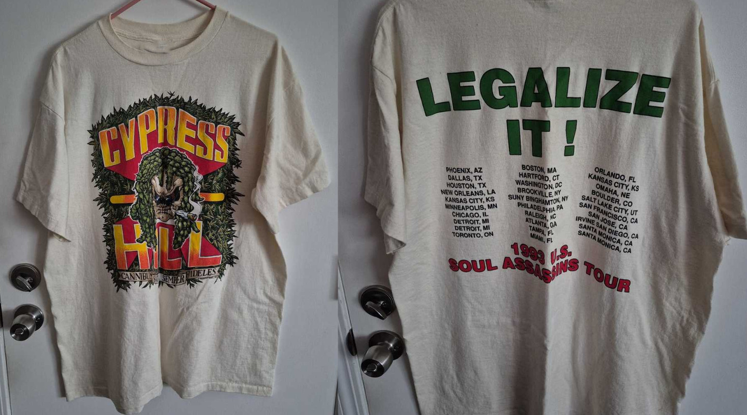 Vintage 1993 Cypress Hill Soul Assassins Tour Hip Hop Rap Graphic T-Shirt S-5XL