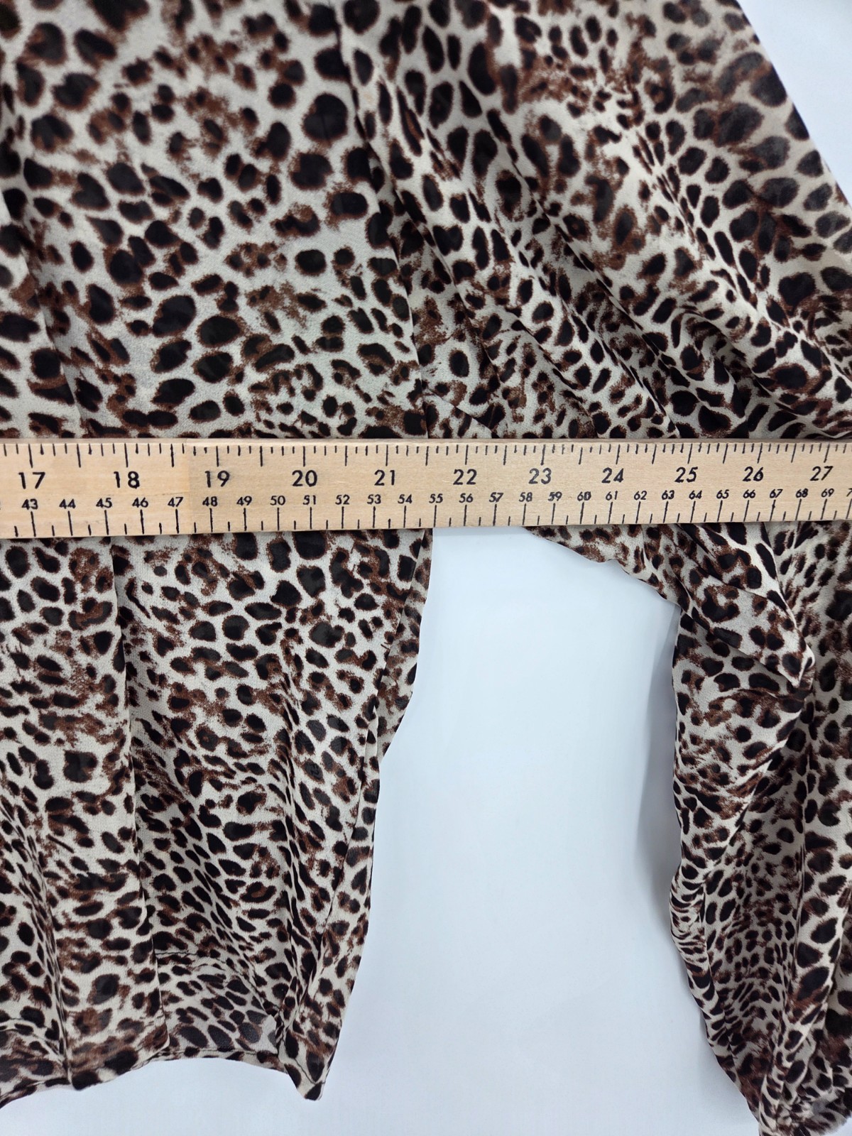 MinkPnk Blouse Womens Medium Brown Animal Print Smocked Boho Popover Top