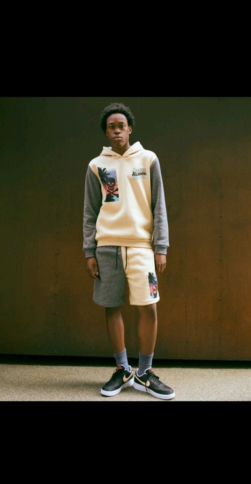 New Reason Brand Clothing Skully Hoodie Short Set Size Medium