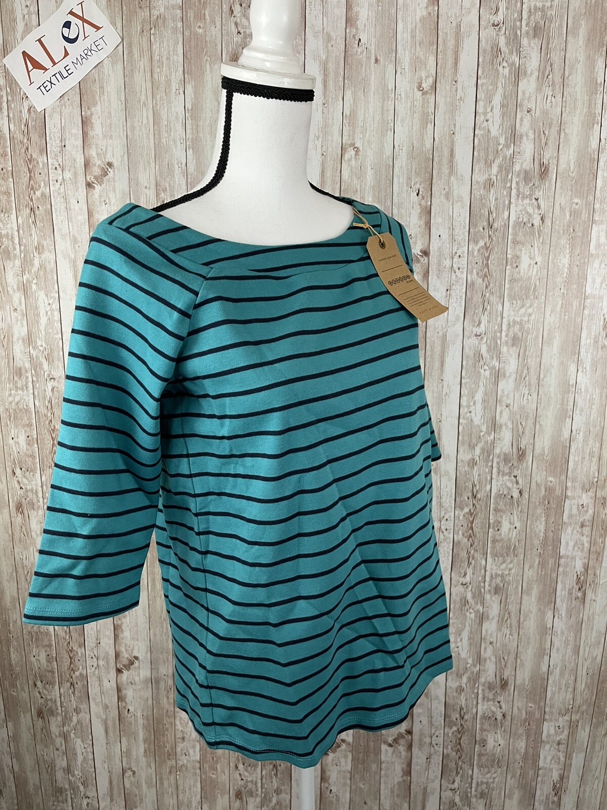 Bonobo Shirt Womens Small Blouse Blue Striped Sweater Pullover N136