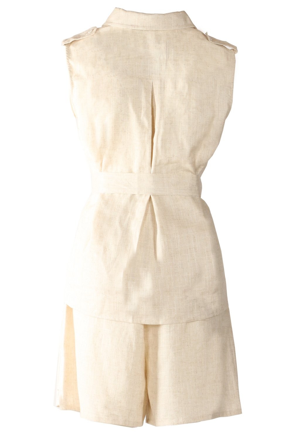 Beige sleeveless linen blouse Size 4, 8 US Fashionable NEW High Quality
