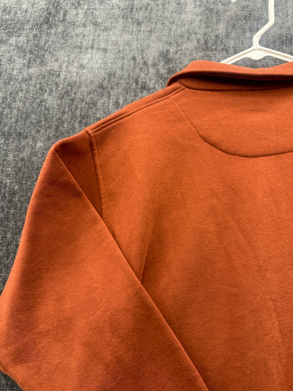 Comfort Casual Sweatshirt Mens Large Orange Knit Ribbed Collared Performance