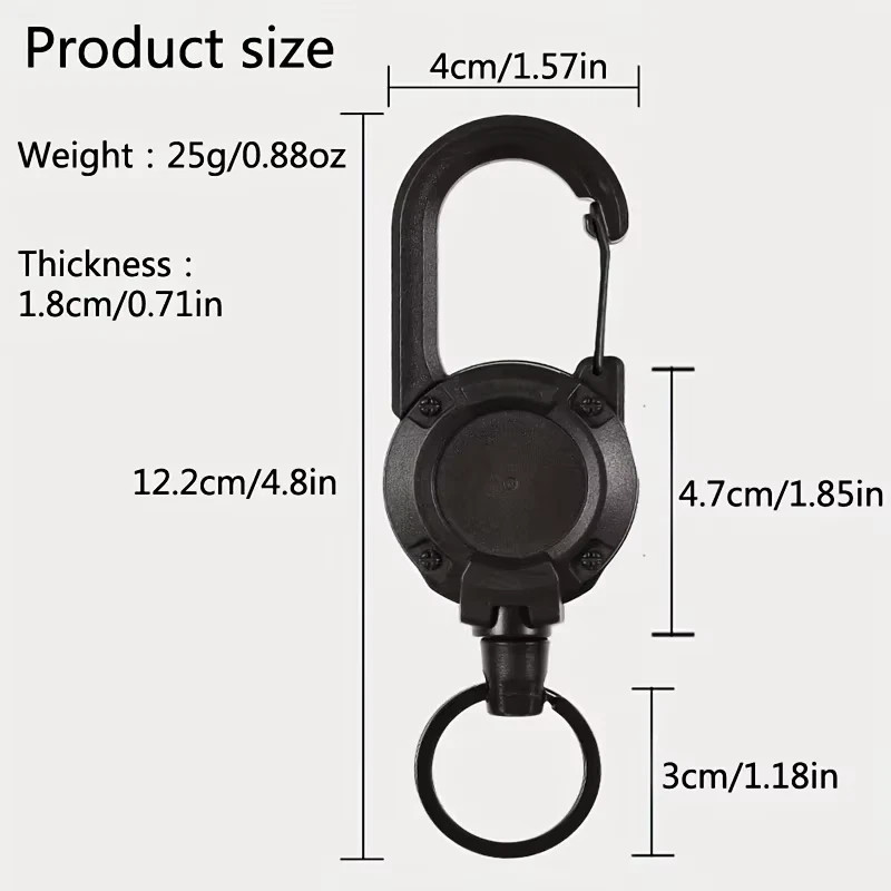 1/2/4Pcs Retractable Heavy Duty Carabiner Reel Keychain Steel Wire Badge Holder