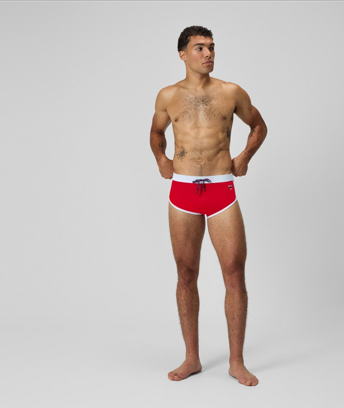 Speedo Men red Retro old school swim Brief swimwear size 30 32 34 36