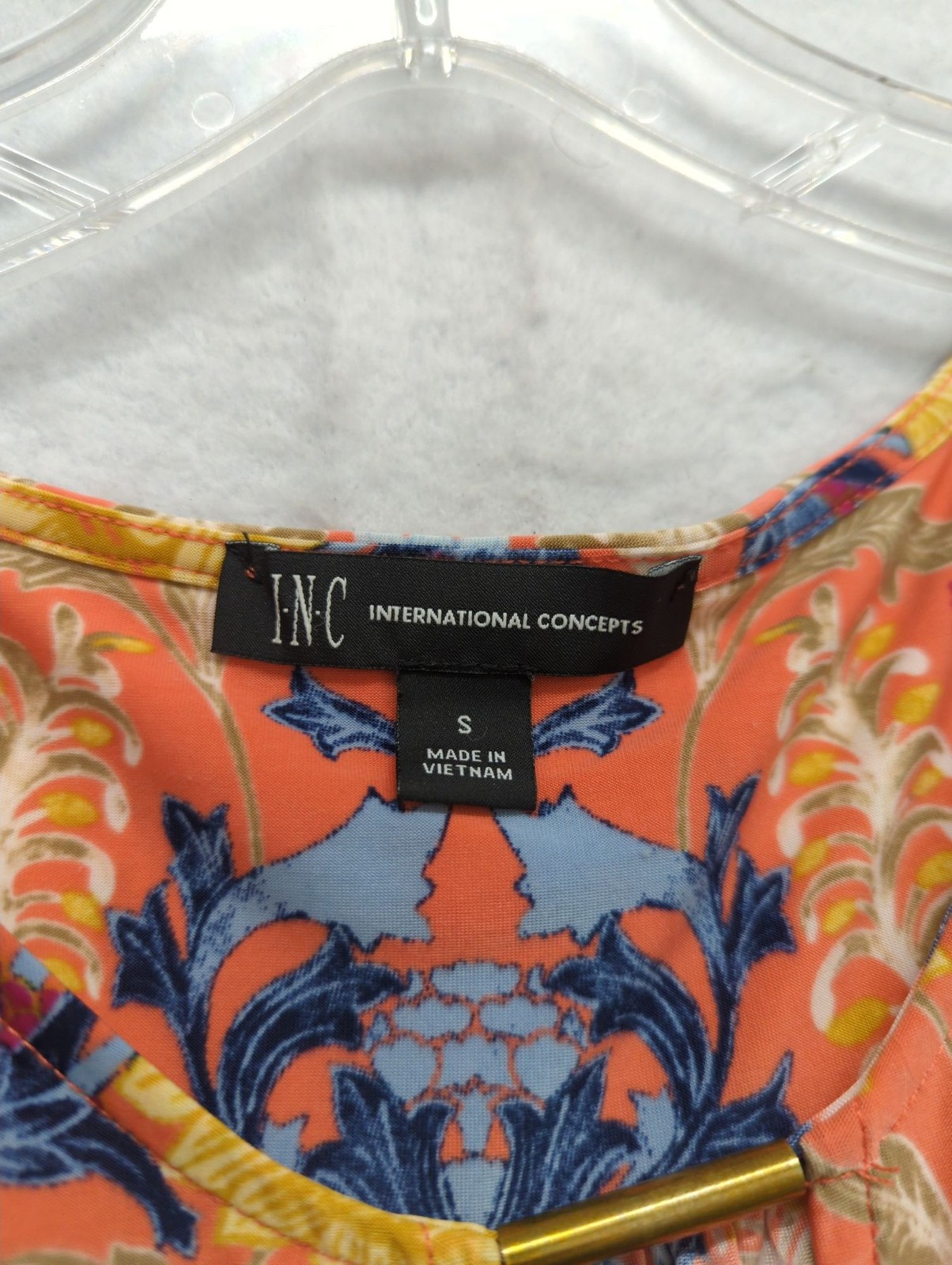 INC International Concepts Sleeveless Orange Floral Print Blouse Size S