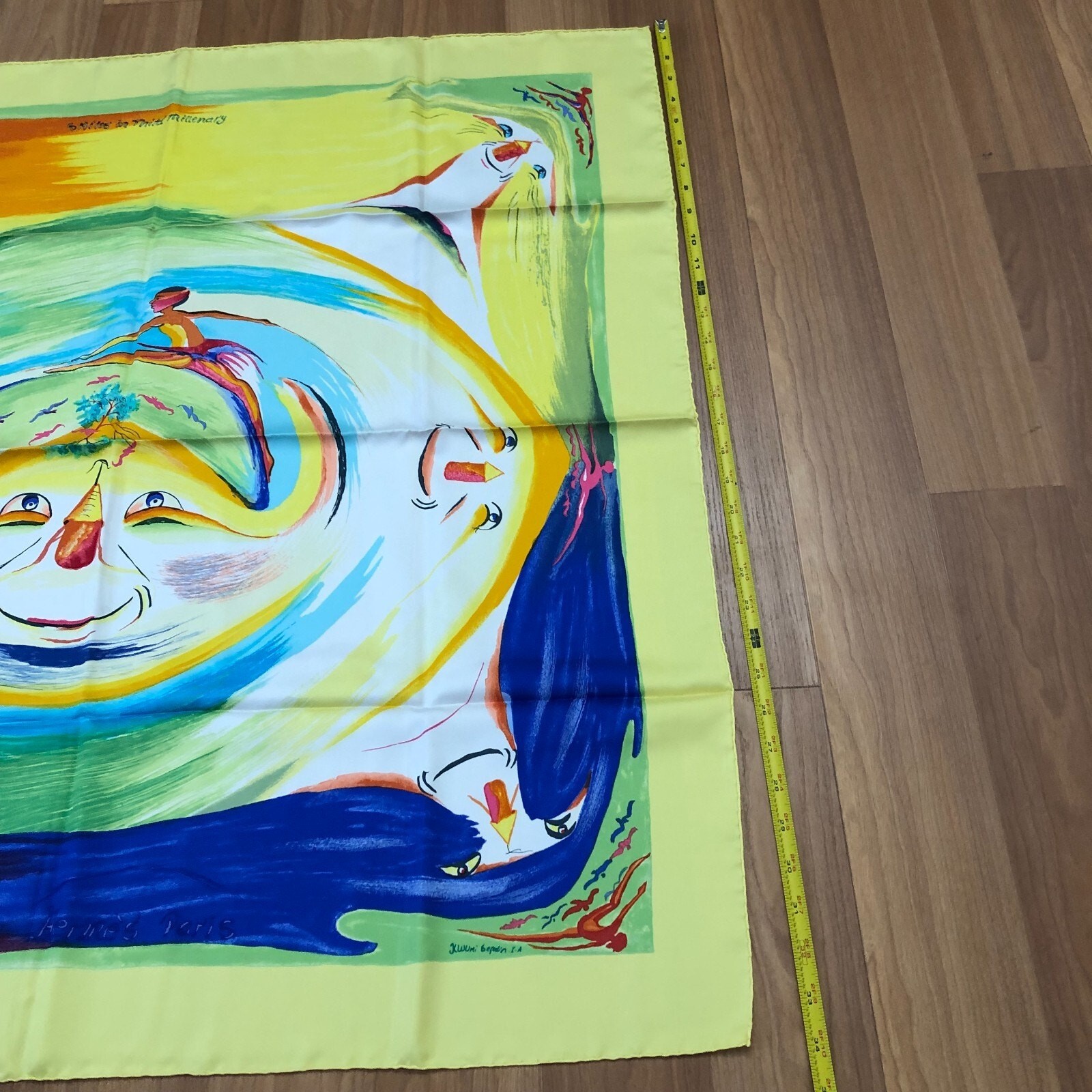 Hermes Paris Smiles In Third Millenary NEW 100% Silk Scarf France RARE 35×34 HRJ