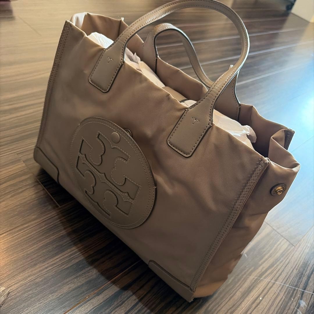 Tory Burch Beige Nylon Tote Bag Logo