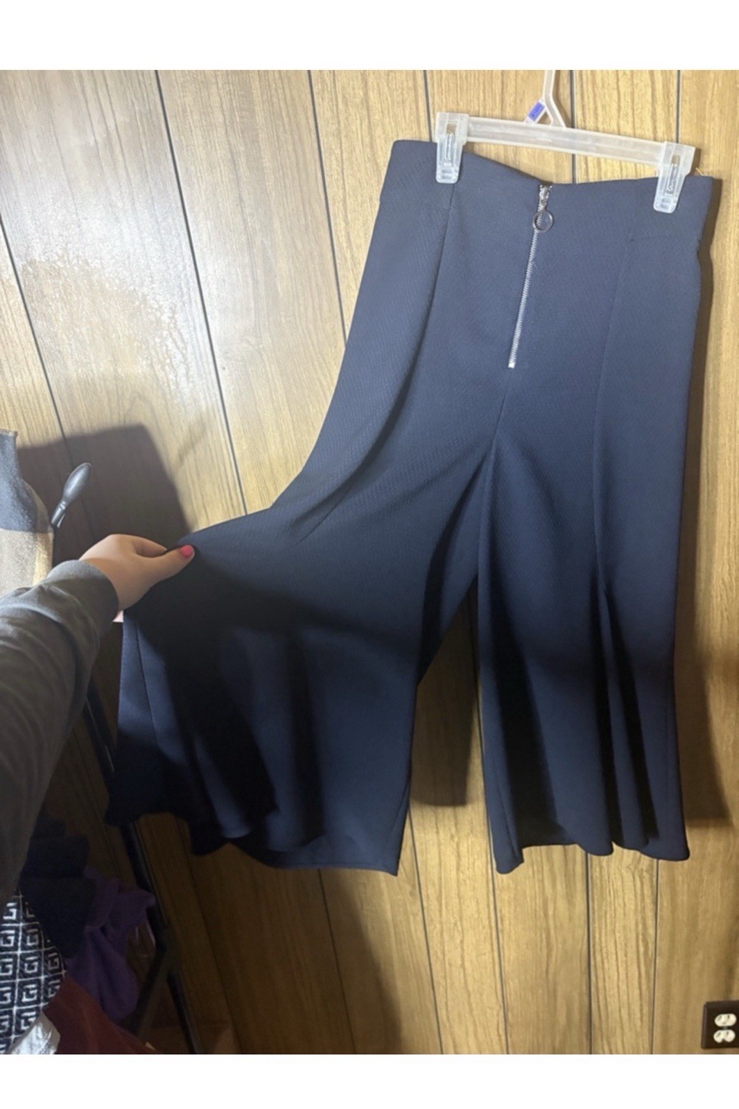 Zara Women’s Black Solid Flared Dress Pants Front Zip XS