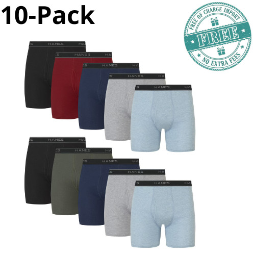 Hanes Men’s Cotton Boxer Brief Underwear Pack, from soft and Breathable, 10-Pack