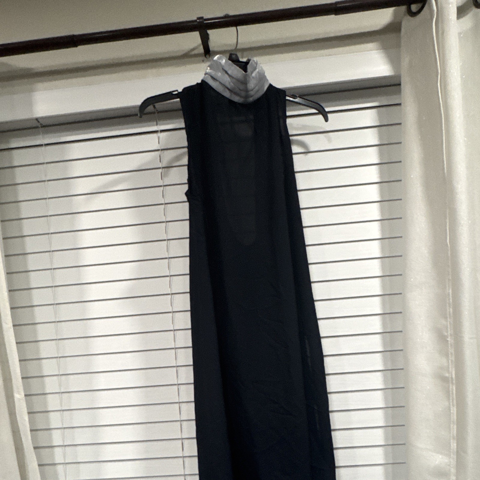Lush Black Solid Sheer Chiffon Halter Layered Sleeveless Blouse Women’s M