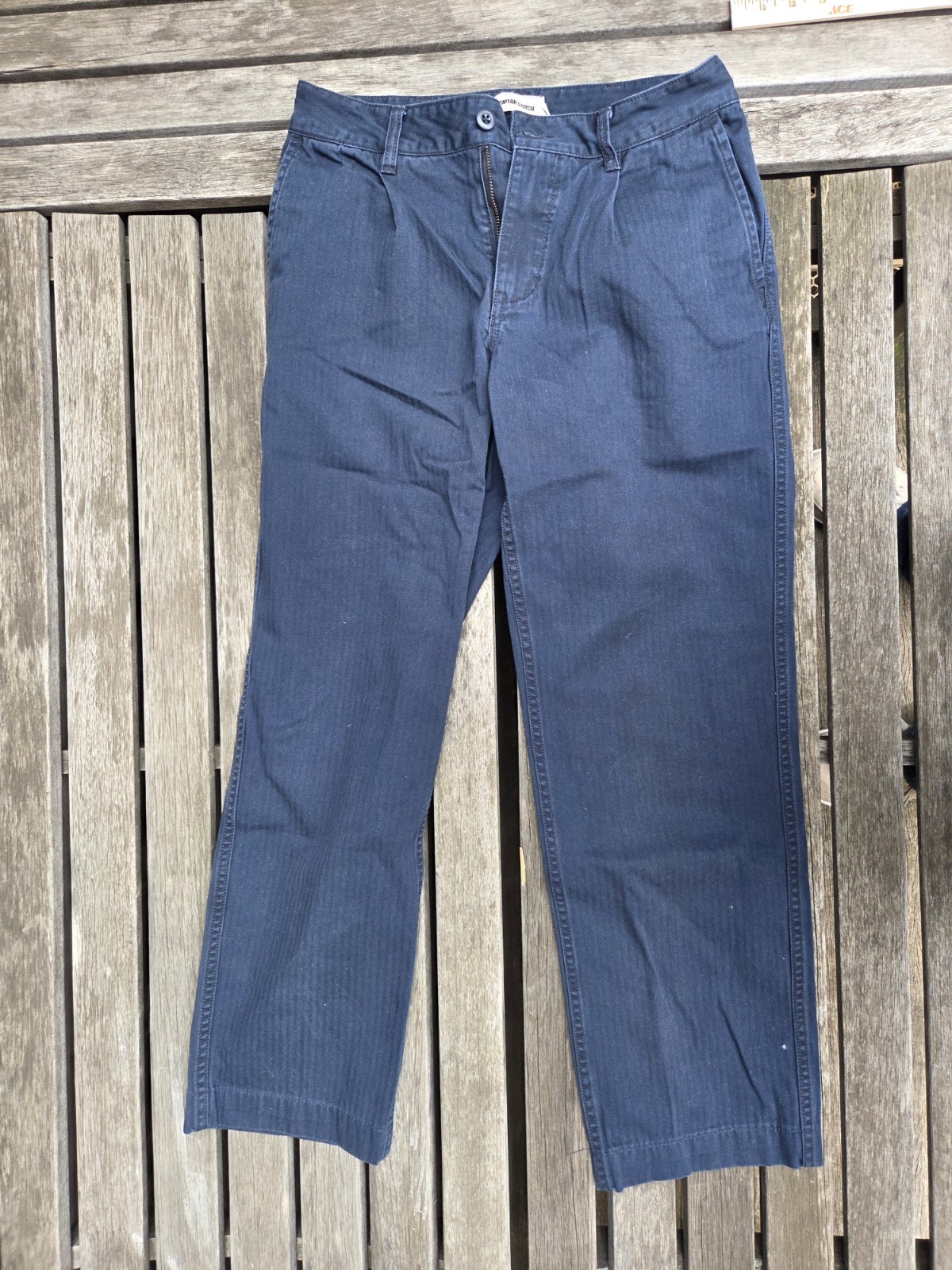 Taylor Stitch The Matlow Pant In Navy Size 28 Pleated Cotton Chino Straight Leg