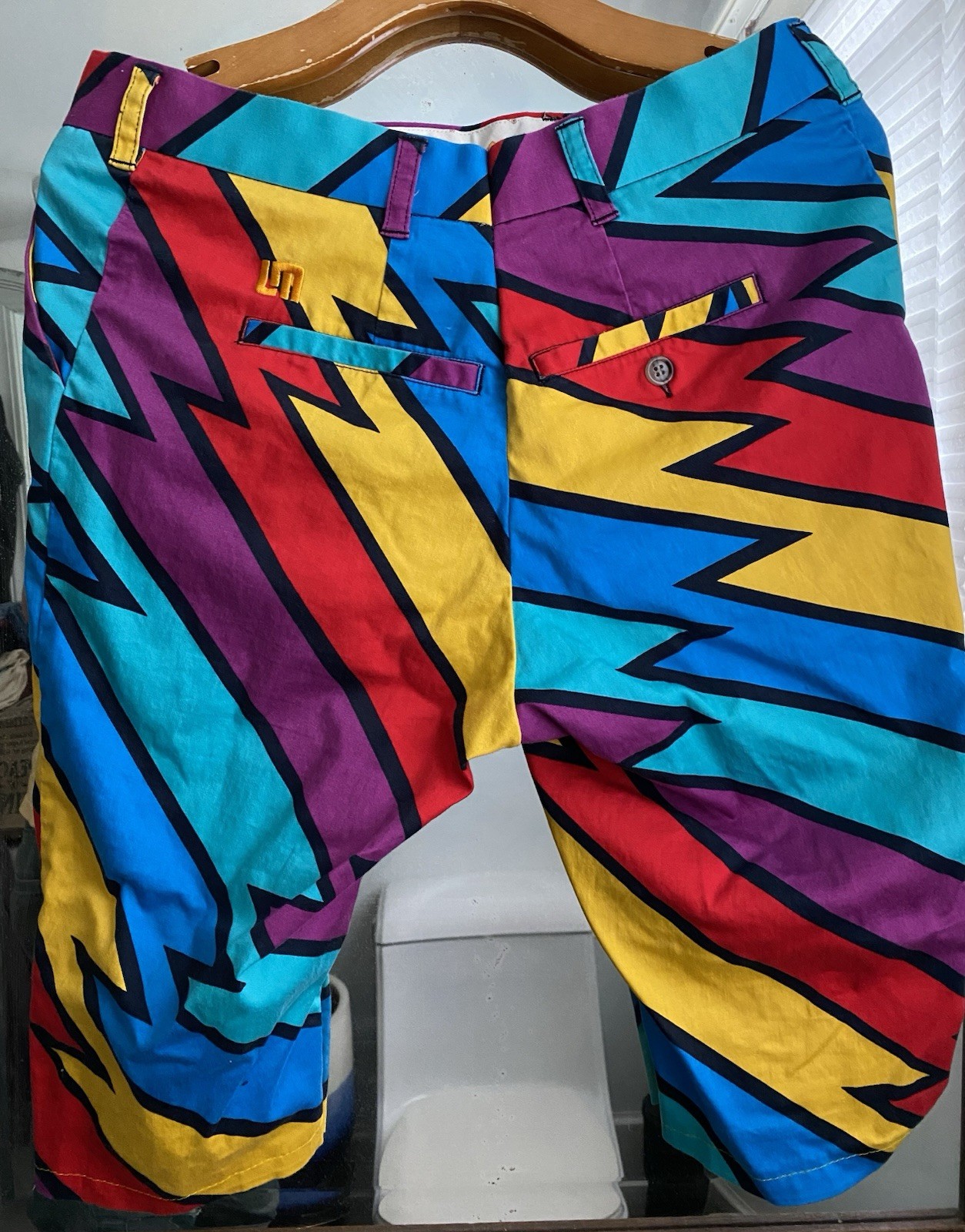 Loudmouth Unisex Multicolor Geometric Shorts Custom Tailored size 31/32 tapered