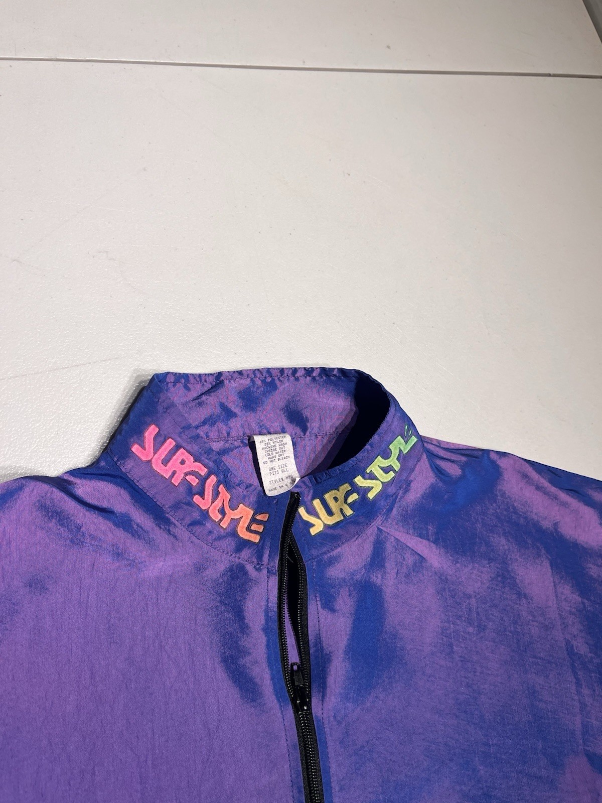 Surf Style Jacket Men’s One Size USA Purple Iridescent 1/4 Zip Windbreaker VTG