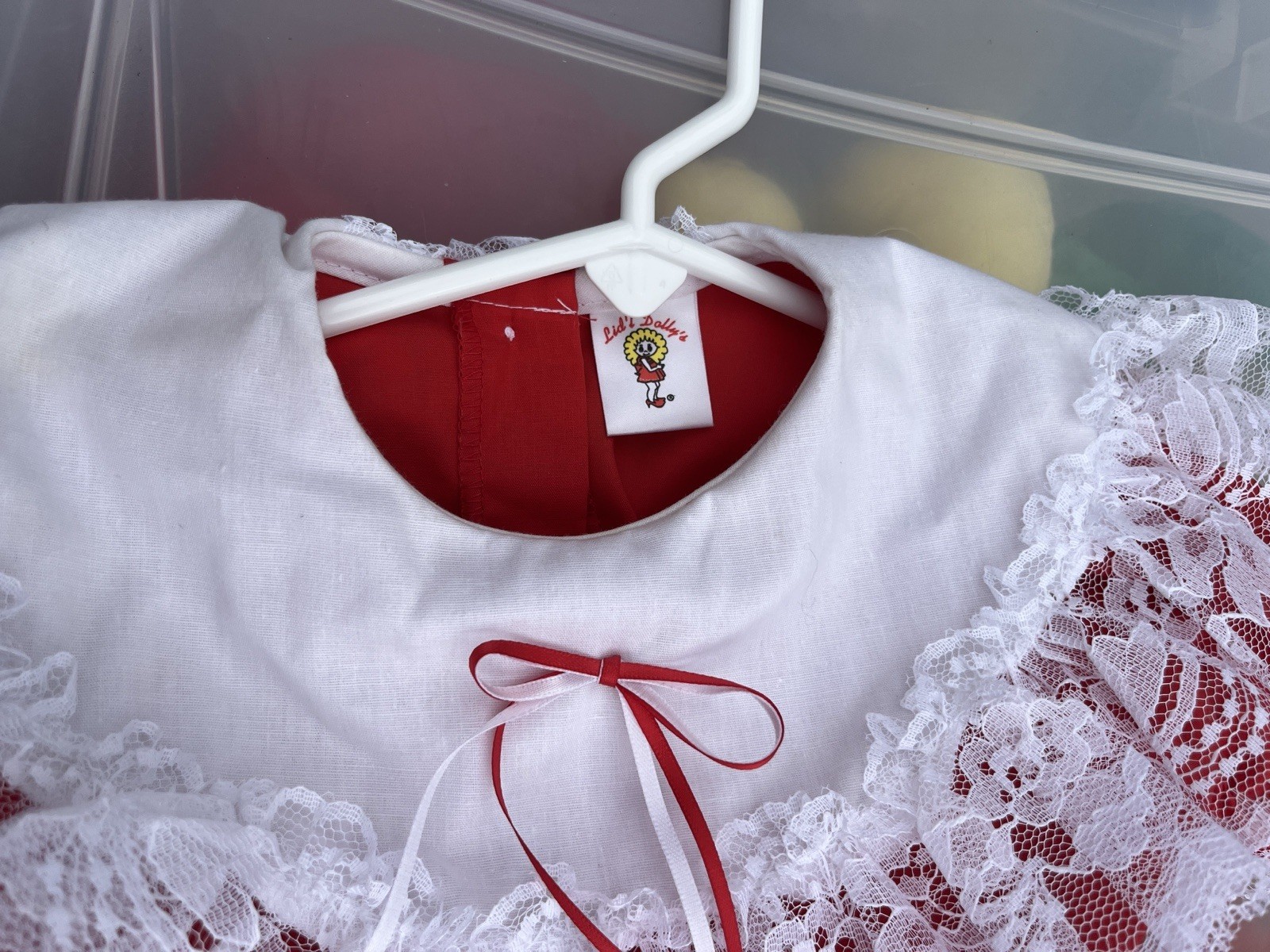 Li’l Dollies Girls 1T Red/White Lace Prairie Victorian Costume Dress