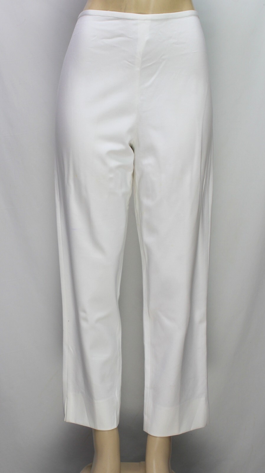 Leggiadro Ankle Pants Side Zip Closure Straight Leg Stretch Off White Size 12