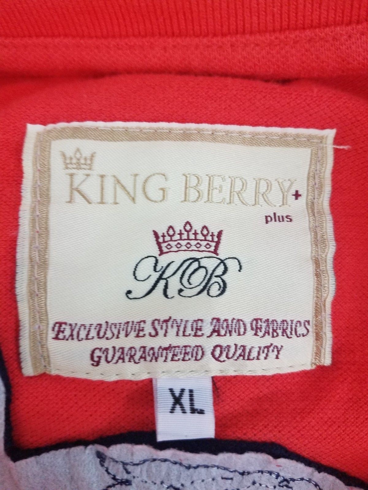 King Berry Plus Mens Polo Red Black Embroidery Cut Out Oriental Tiger Sz XL B 4