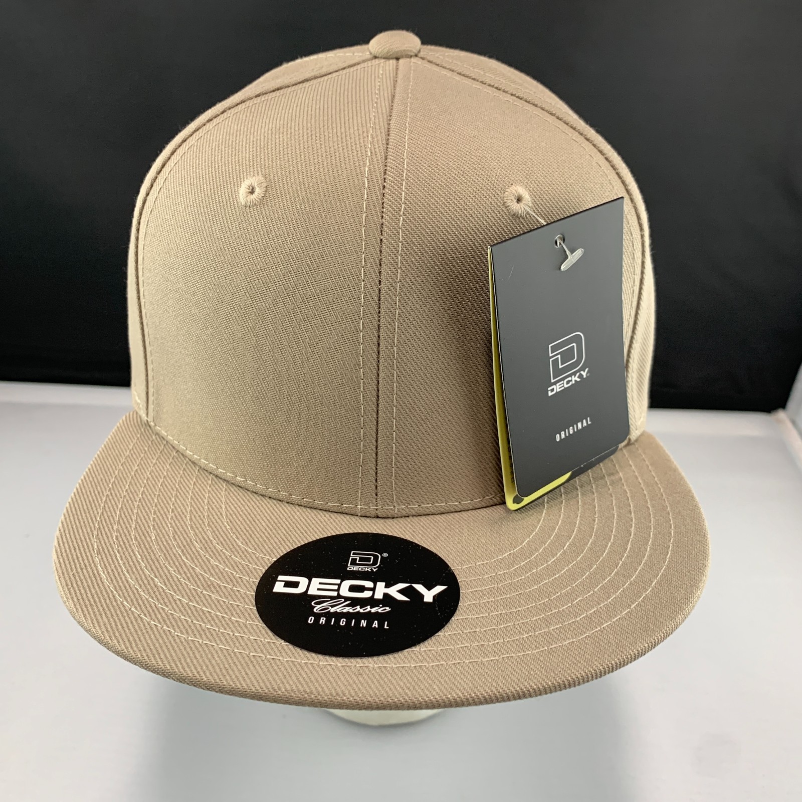 New Decky 6020 Snapback Hat Acrylic Blank Flat Bill High Crown Cap Khaki