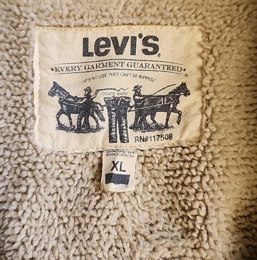 Levi’s Jacket Shacket Shirt Mens XL Sherpa Lined Button Up Light Gray