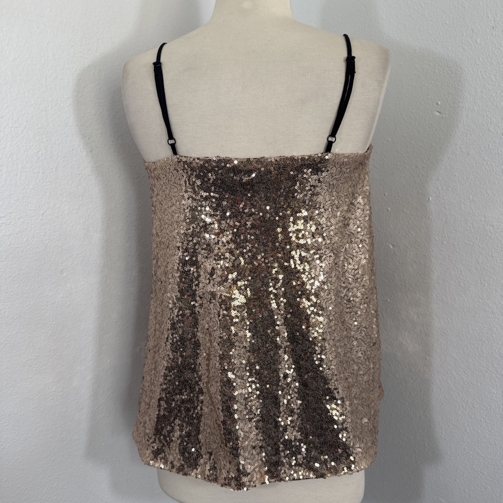 Haoduoyi Tank Top Womens S Golden Sequins Feminine Disco Party Y2K