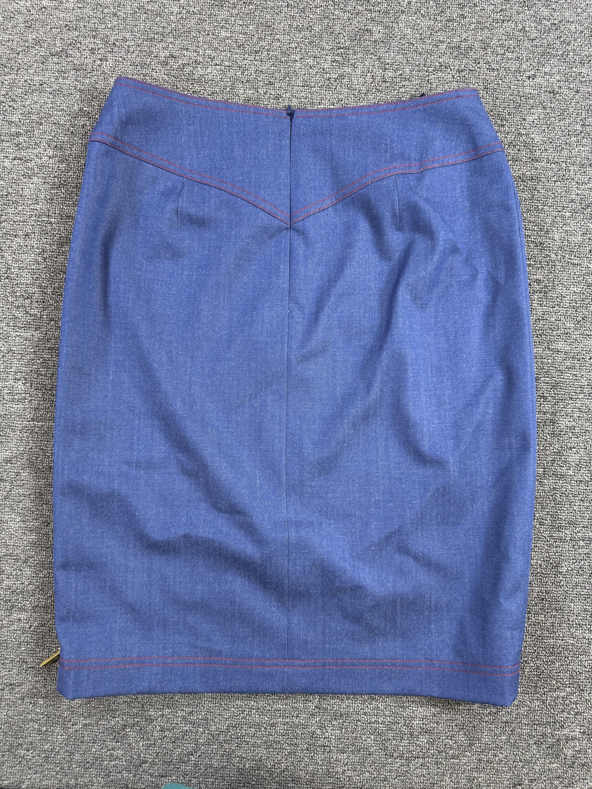 Escada 2 Piece Skirt Set Womens Small 36 Blue Wool Tank Pencil Lined Workwear