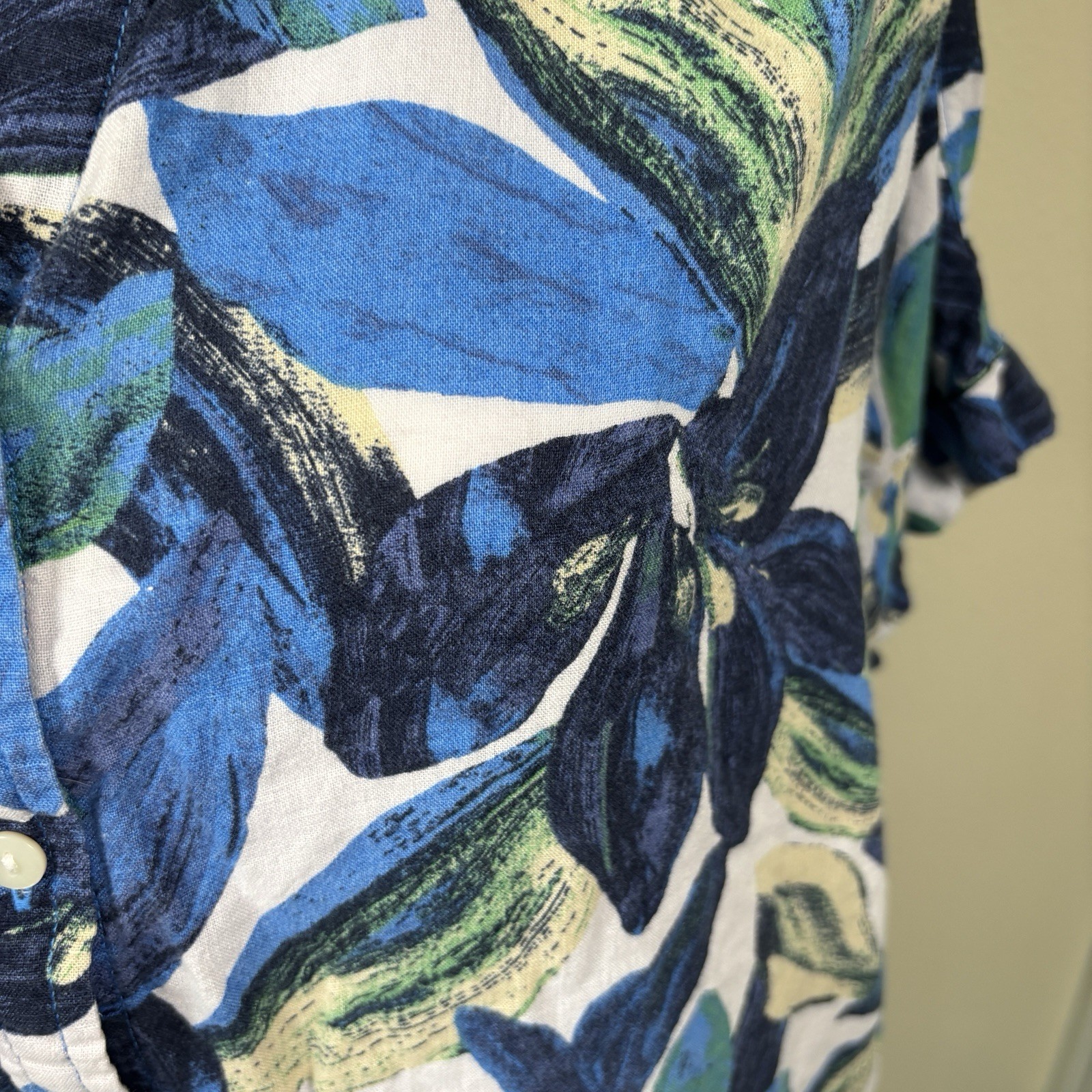 Time & Tru Women’s Xl Button Down Blouse Linen Blend Beach Coastal Breathable