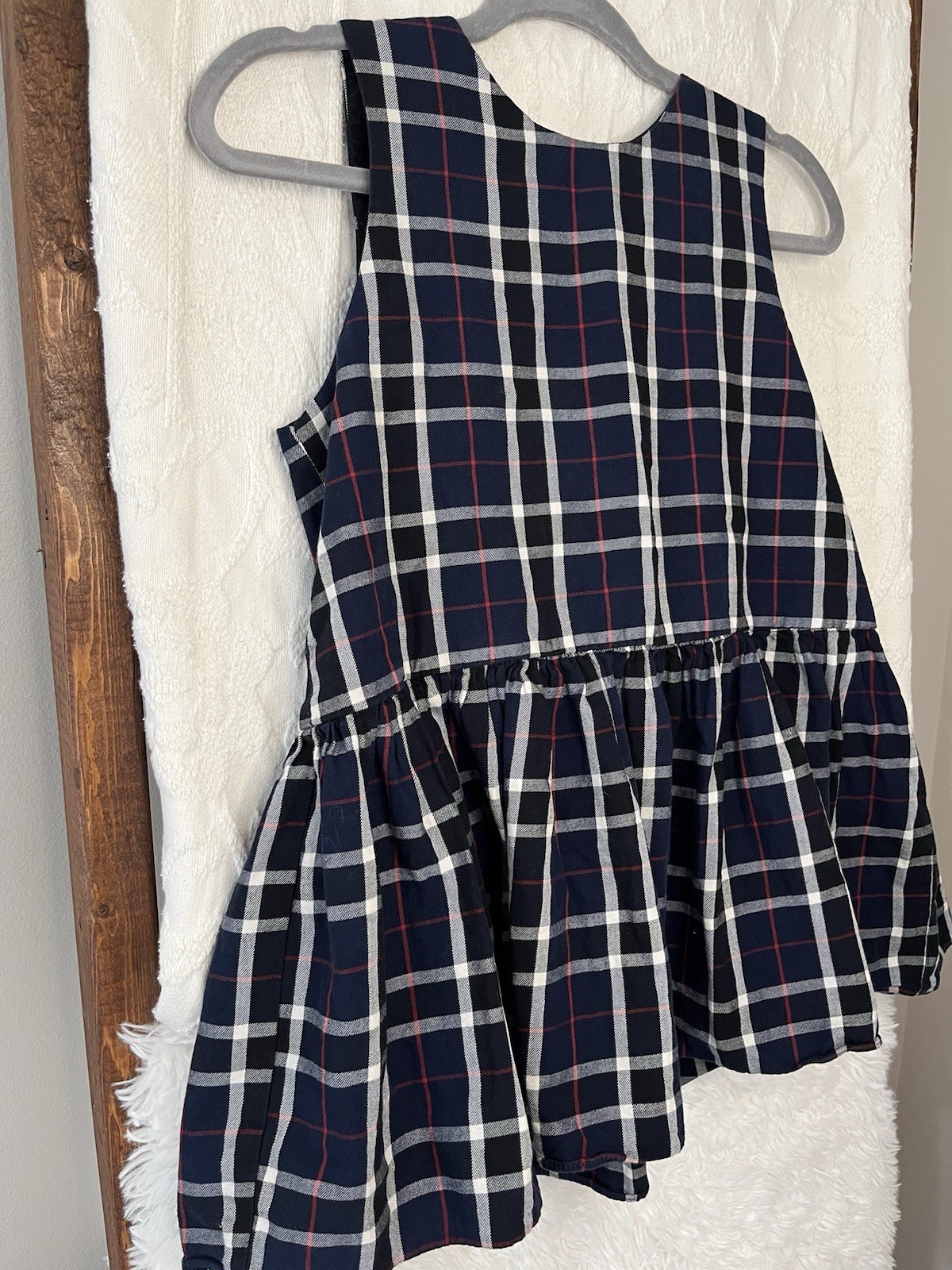 Zara Navy Plaid Peplum Sleeveless Top – Women’s Small