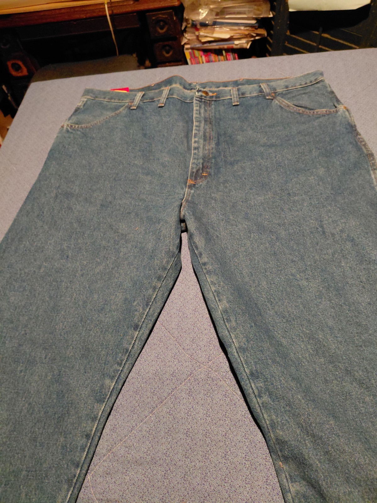 NWT Rustler Men’s Regular Fit Jeans 46×32 Blue Denim Straight Leg Heavyweight