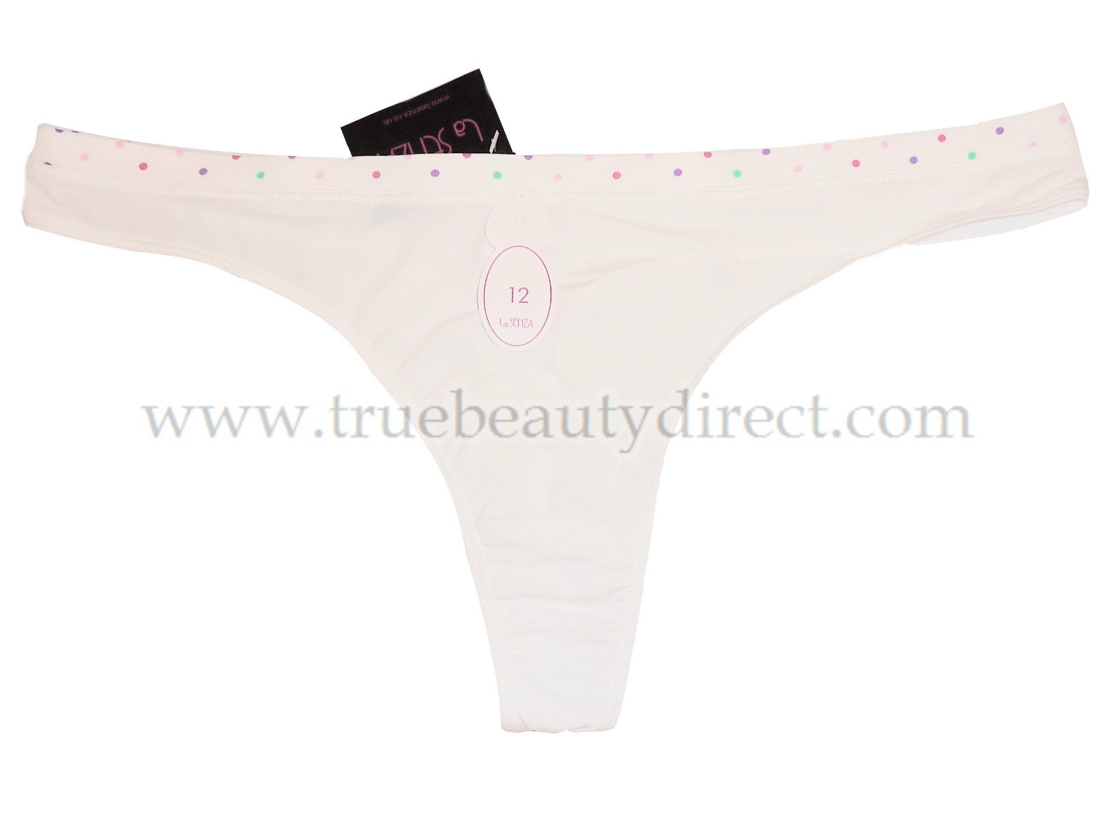 CHOOSE A SIZE LA SENZA RIO THONGS WHITE MULTI COLOUR POLKA DOTS SMALL UNDERWEAR