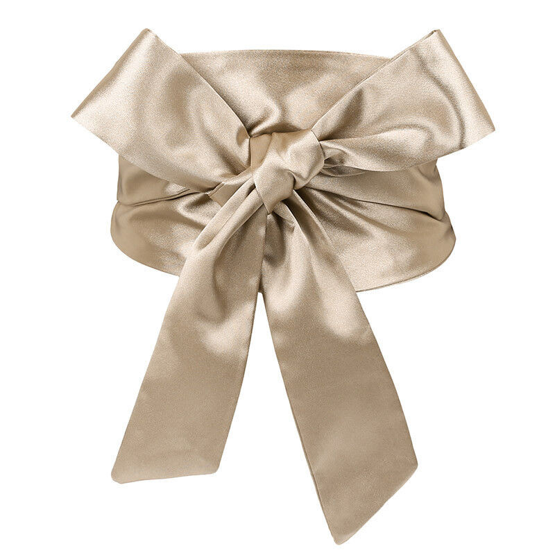 Hot Women Waistband Satin Bowknot High Waist Corset Belt Wide Sash Ribbon Tie Dr
