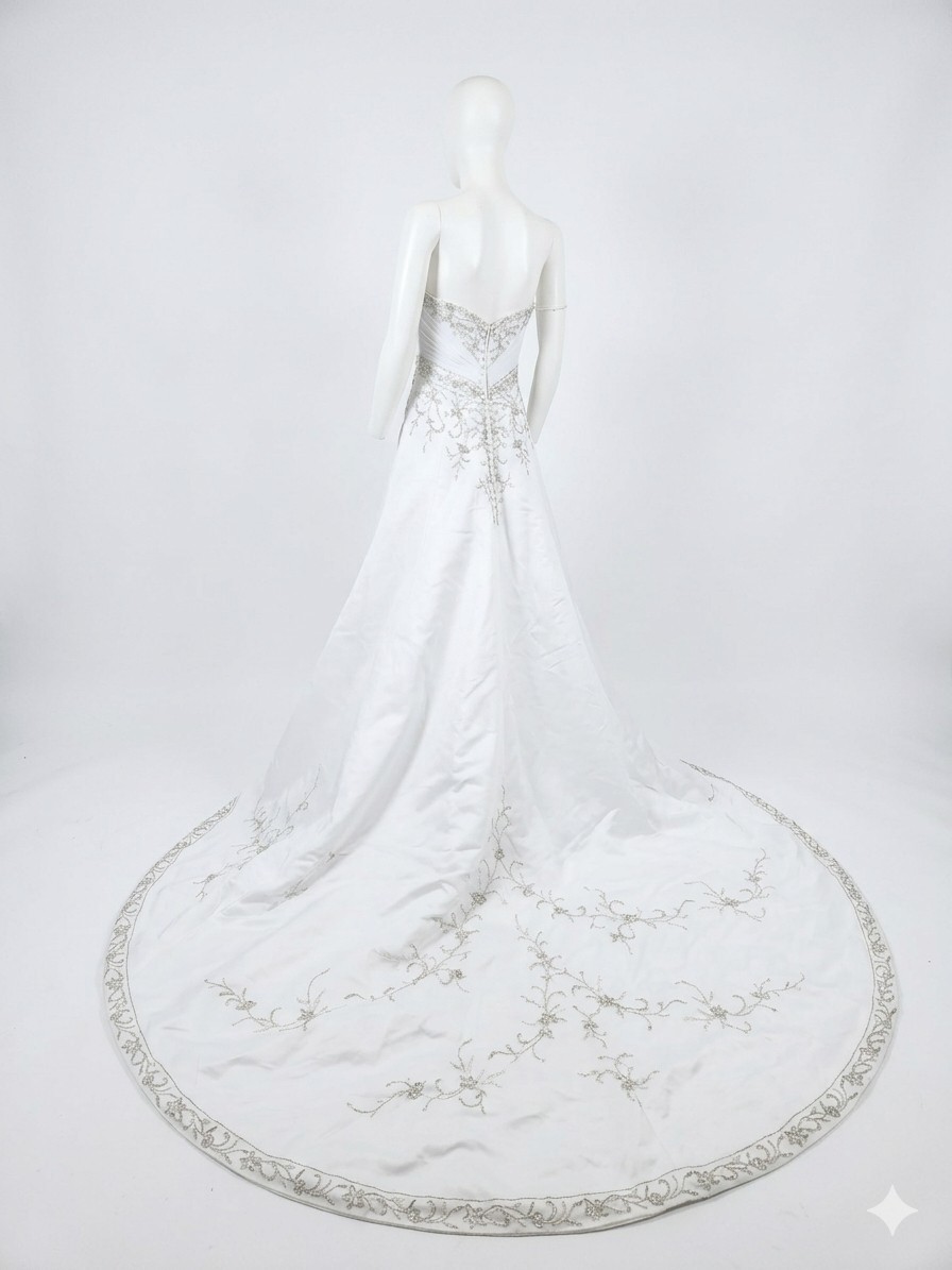 Mori Lee by Madeline Gardner White Strapless Beaded A-Line Wedding Dress 8
