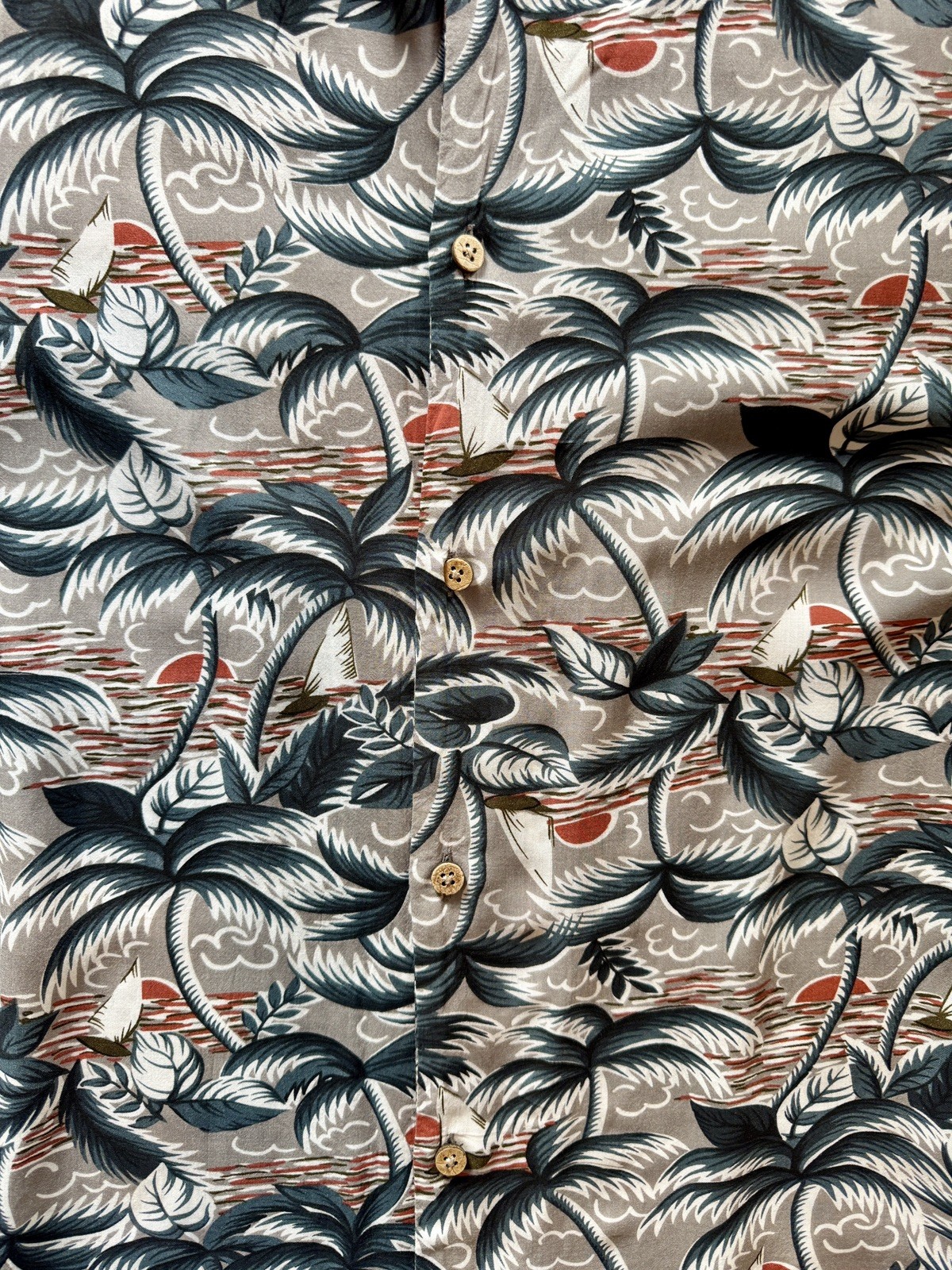 ALLSAINTS Men’s L Short Sleeve Button-Up Shirt VANUATU Nautical Ship Print