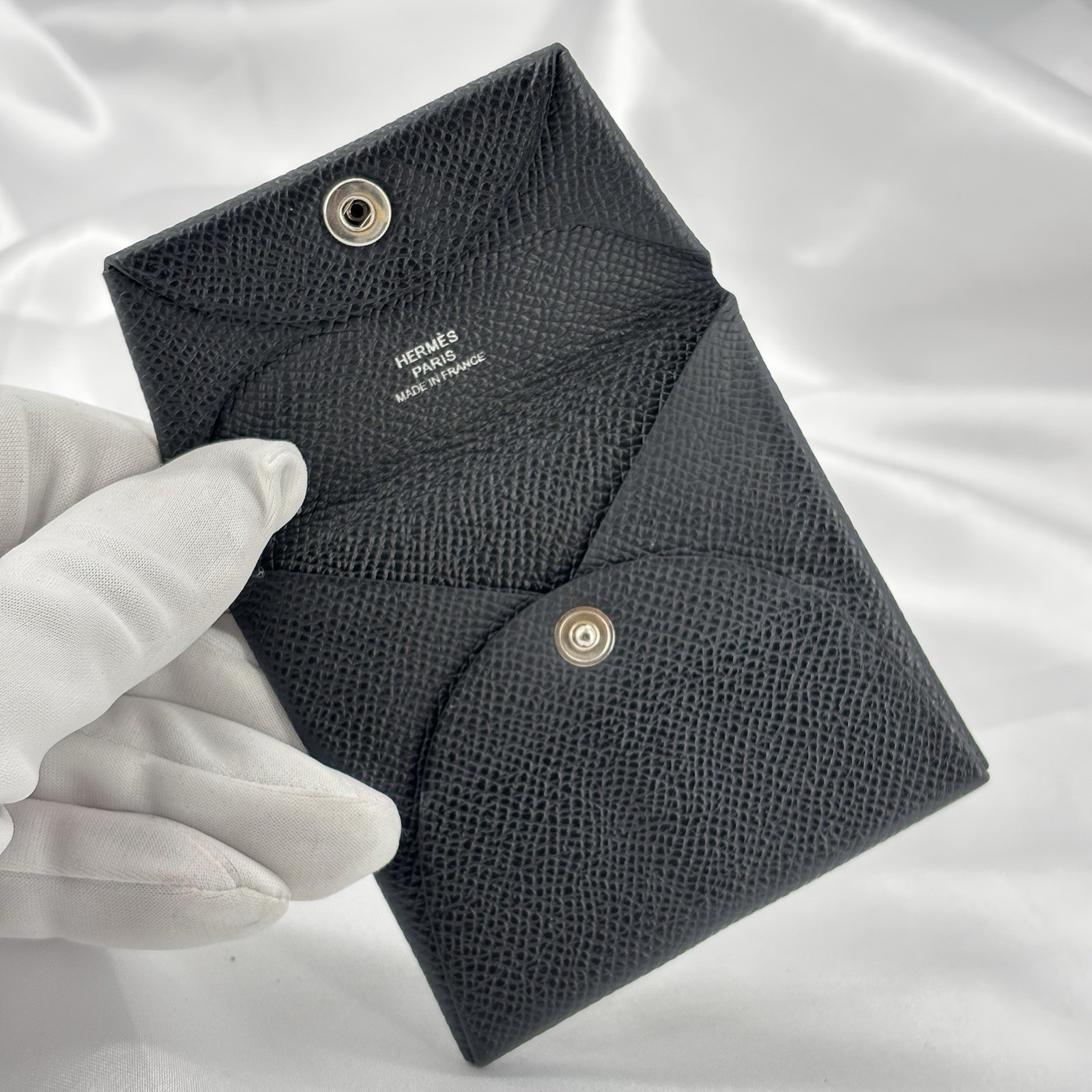 Hermes Bastia Coin Case Black Epsom Leather B Stamp 2023 Made In France