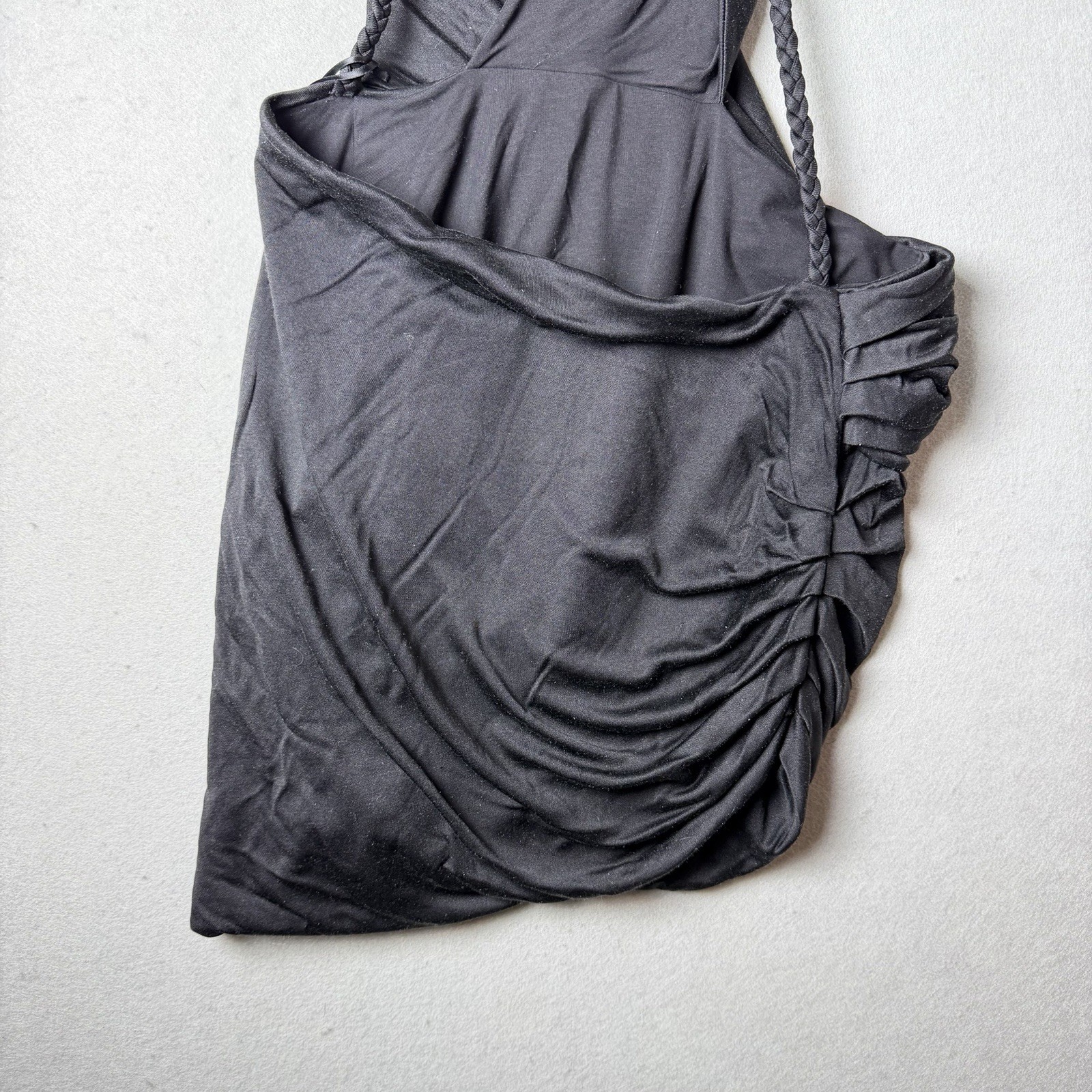 Retrofete Wrap Mini Dress Braided Straps Black Women’s size S