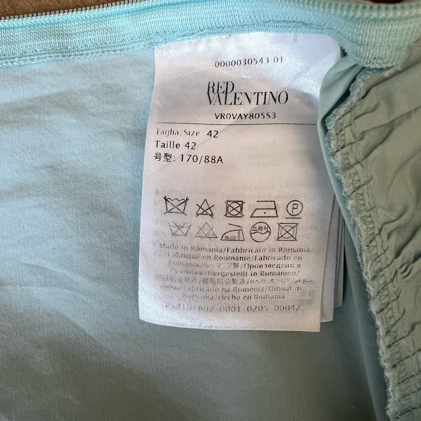 Red Valentino Light Blue Tiered Bow Back Cotton Poplin MIDI Dress IT 42 US 6