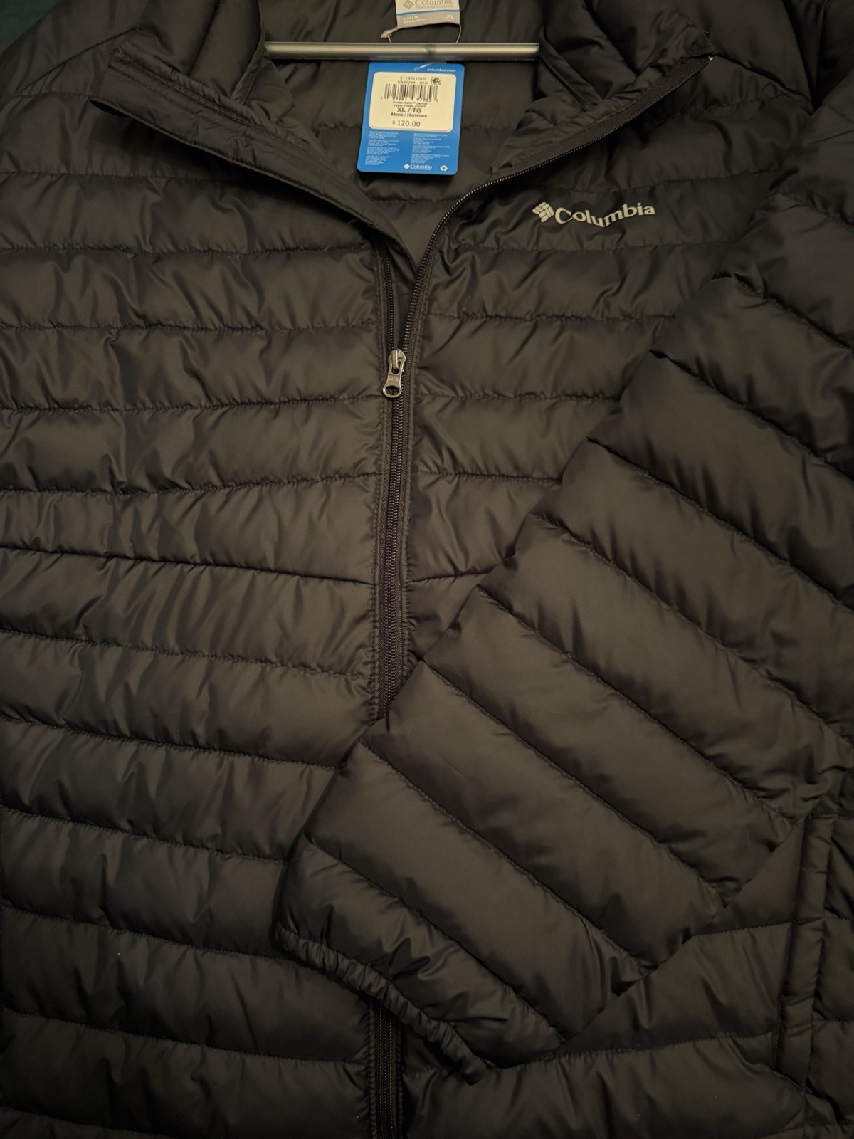 Columbia Men’s XL Black 650 Fill Down Puffer Jacket Full Zip Lightweight