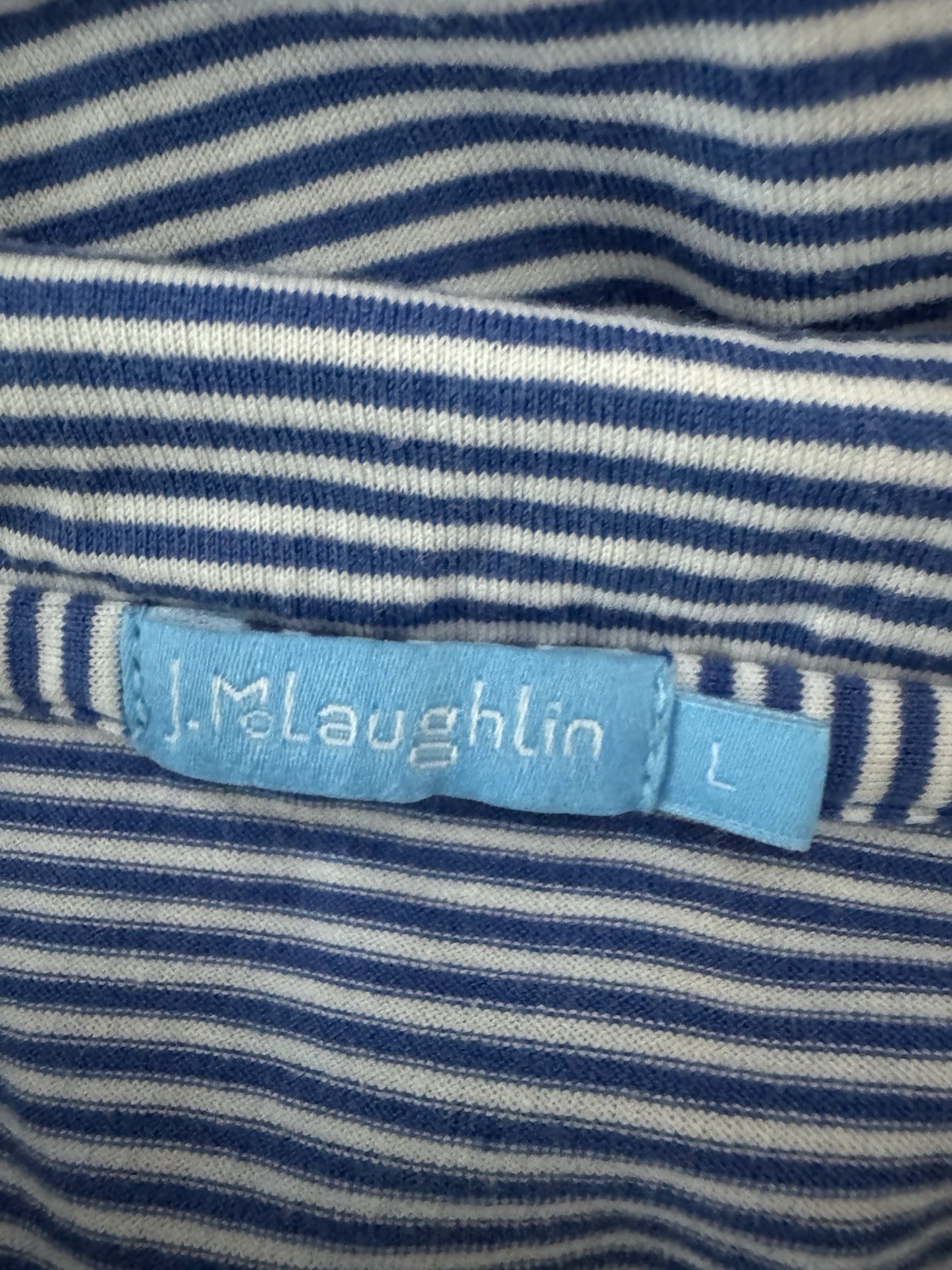 J. McLaughlin Callahan Cotton Polo in Stripe Abyss Blue White Large