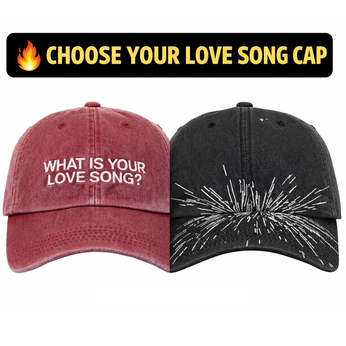 B T S Hat Washed Cotton Baseball Cap — What Is Your Love Song Printed Denim Vint