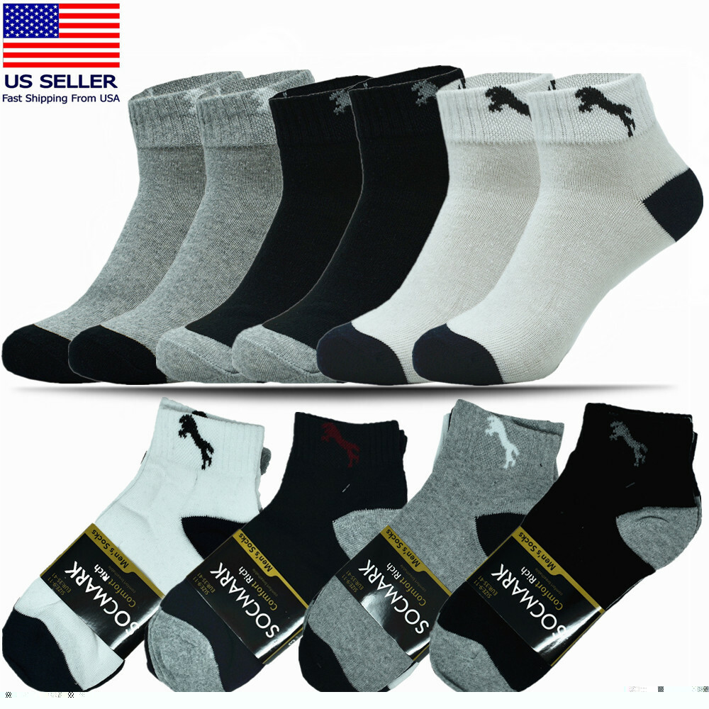 Mens 3-12 Pairs Cotton Sports Comfort Ankle/Quarter Crew Low Cut Socks Size 9-13